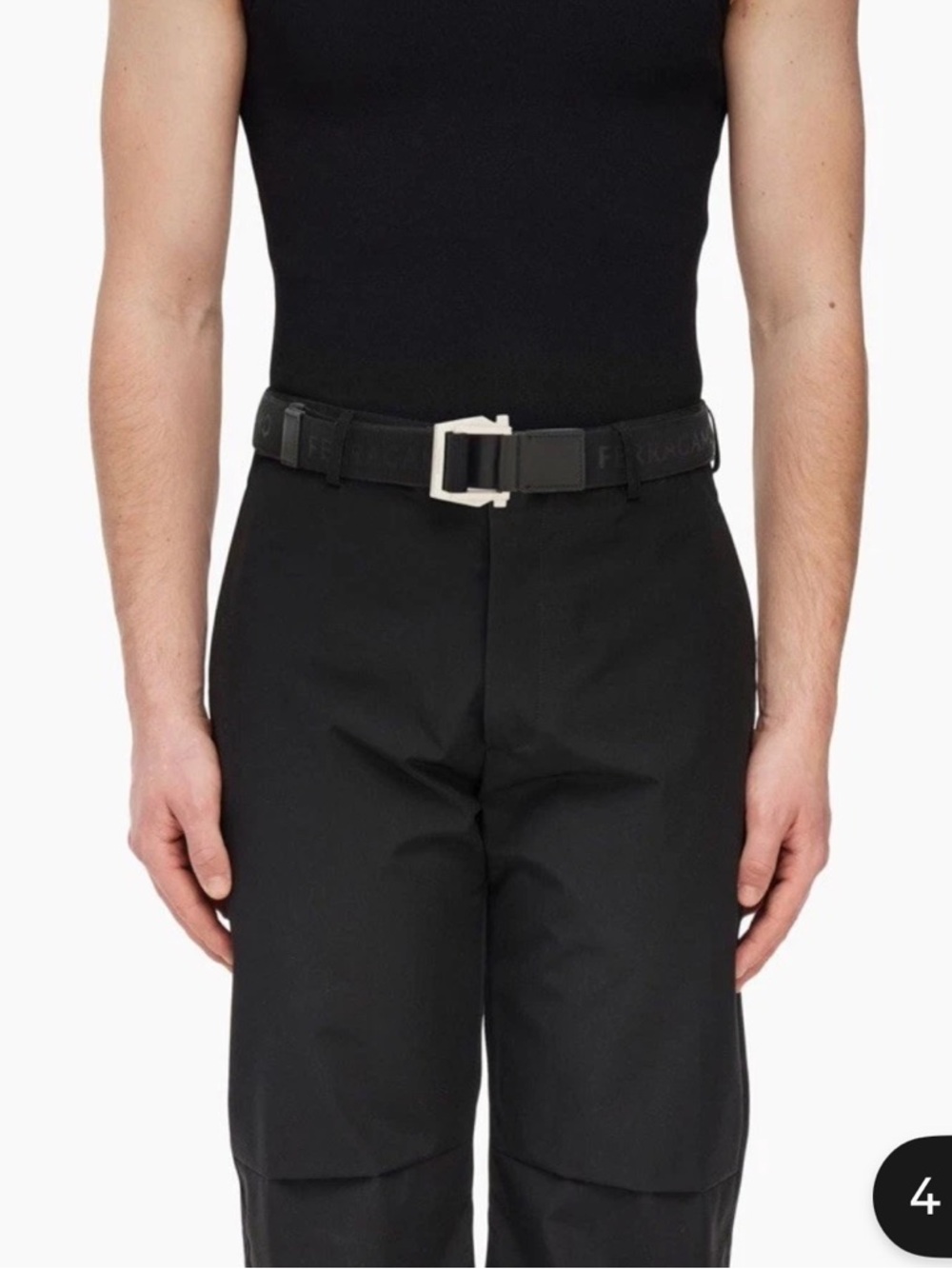 Salvatore Ferragamo Black Leather Belt with Gold-Tone Buckle